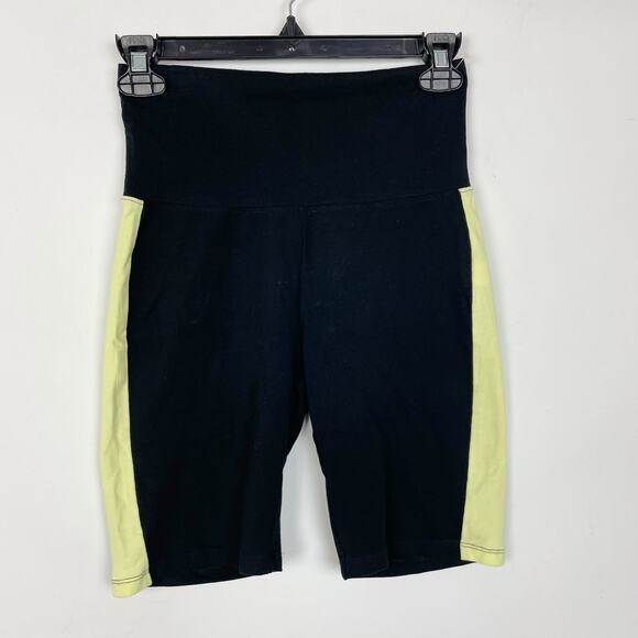 BP Womens Bike Shorts Small Black Stretch Cotton Mid Rise Sporty Contrast Panels - Picture 1 of 8